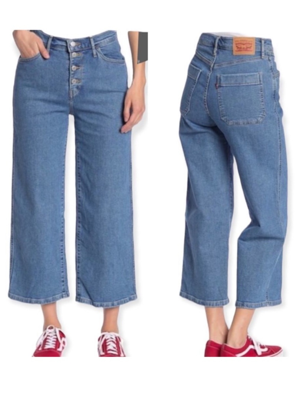 Levi’s Jeans Mile High Cropped Wide Leg Exposed Button Fly Size 31